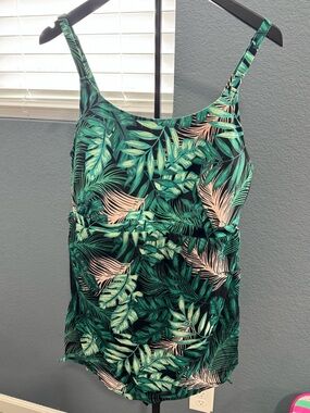 Tropical Leaf One-Piece Swimsuit - Green